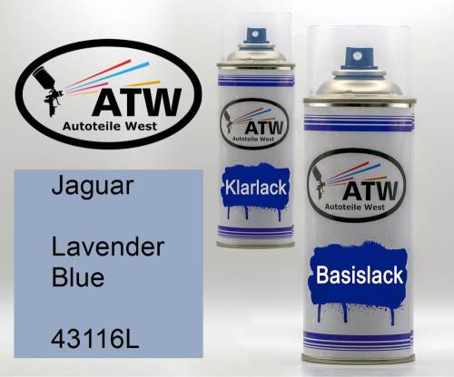 Jaguar, Lavender Blue, 43116L: 400ml Sprühdose + 400ml Klarlack - Set, von ATW Autoteile West.